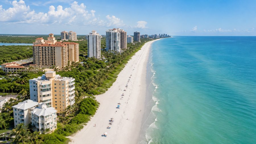 Aerial view of Vanderbilt Beach coastline