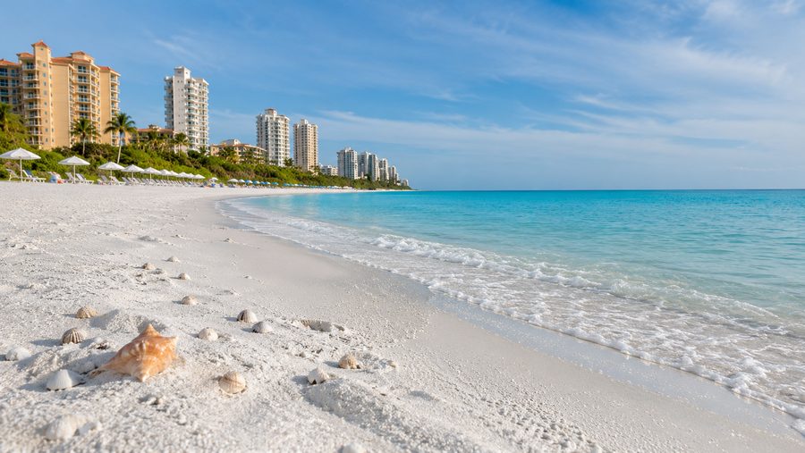 Beach and residences along Vanderbilt Beach